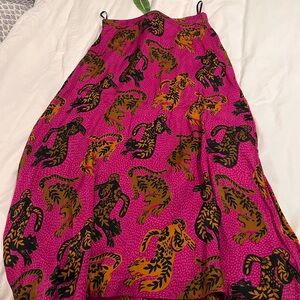 FARM Rio Pink and Black Leopard Maxi Skirt